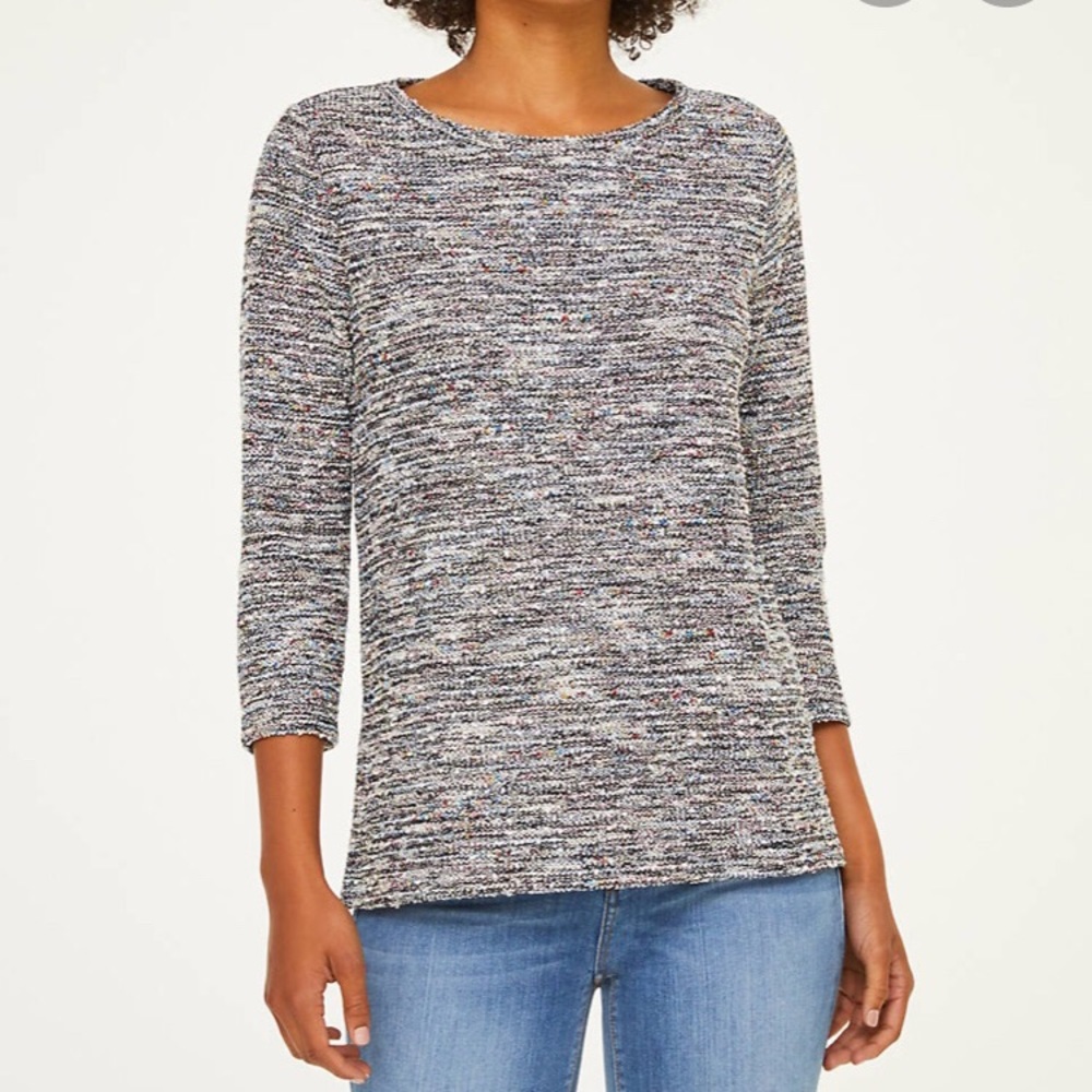 Loft multicolored tweed 3/4 sleeves top M